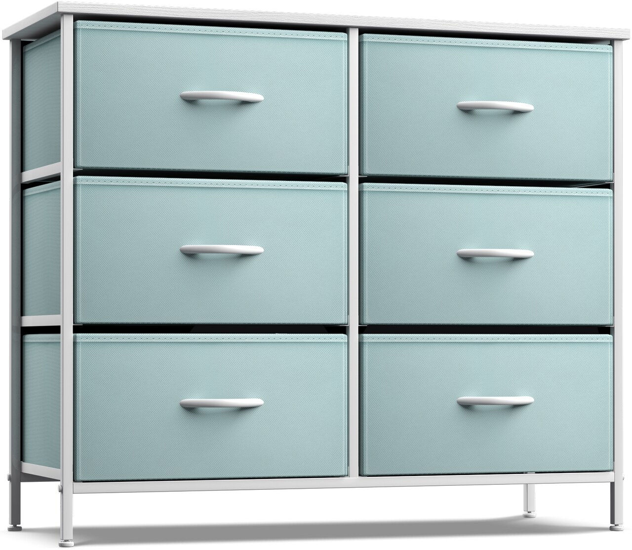Sorbus 6 Drawers Dresser- Storage Unit with Steel Frame, Wood Top, Fabric Bins - for Bedroom, Closet, Office and more